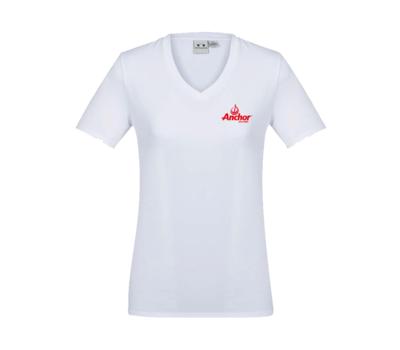 image of Anchor White Ladies Tee Shirt - Red Logo 