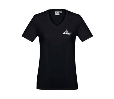 image of Anchor Black Ladies Tee Shirt - White Logo