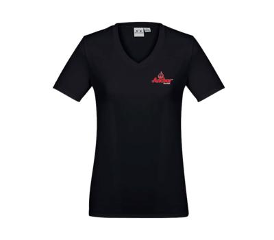image of Anchor Black Ladies Tee Shirt - Red Logo